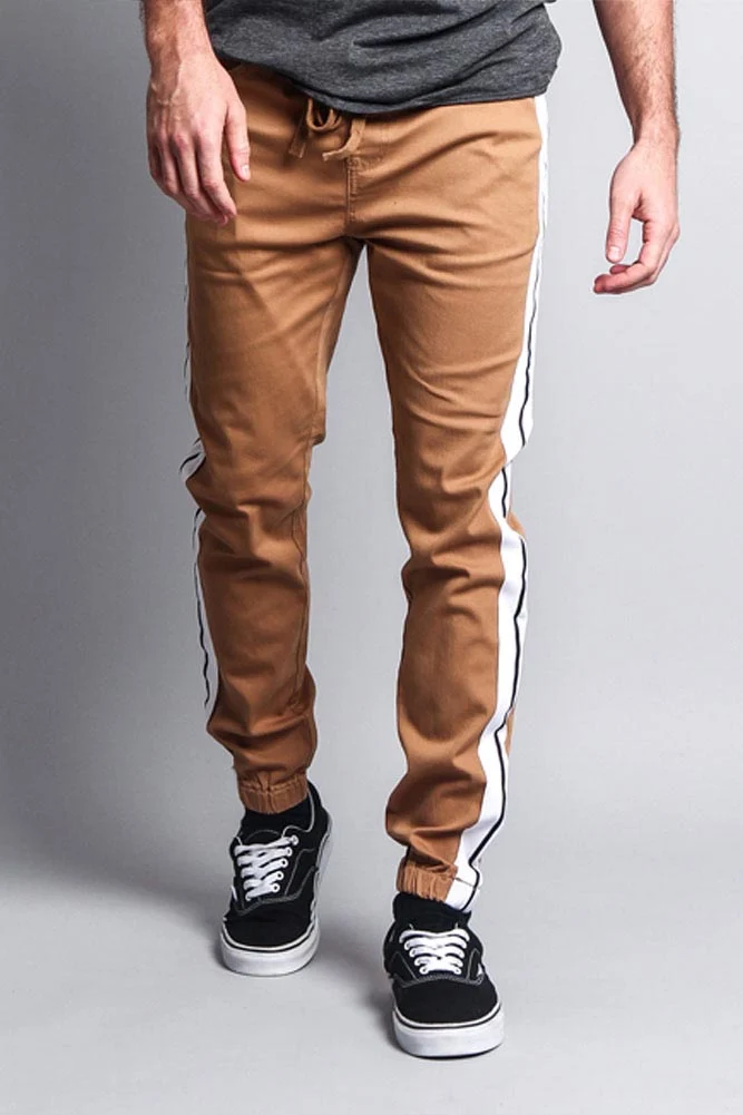 Men's Track Style Thick Striped Joggers - Image 15