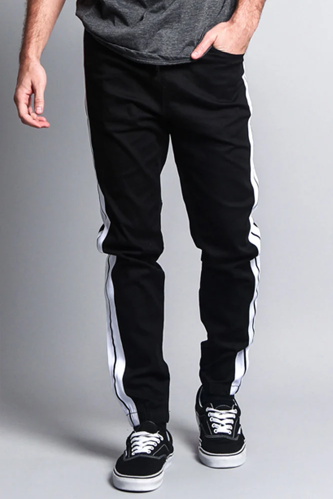 Men's Track Style Thick Striped Joggers - Image 4