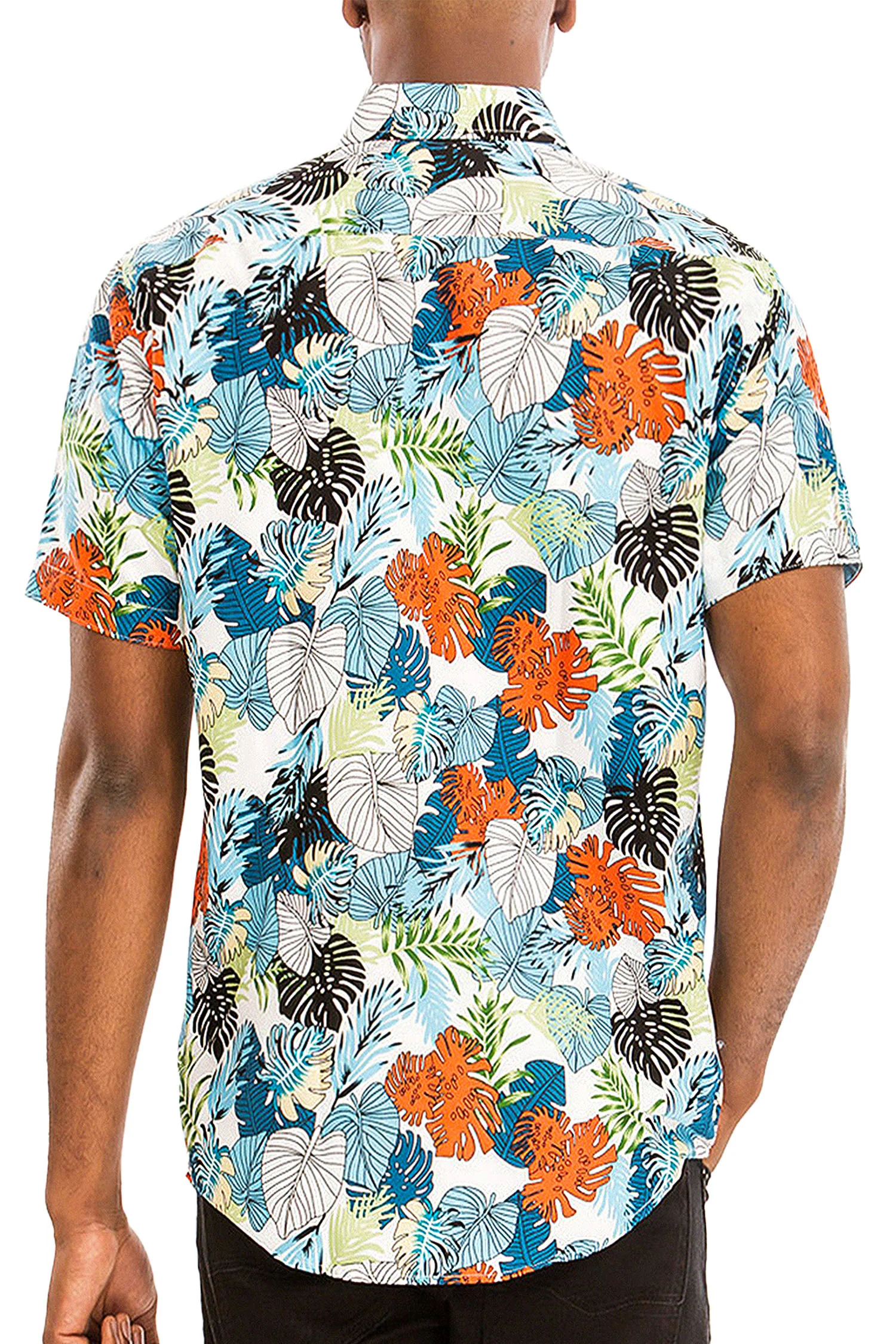 Men's Tropical Print Button Down Short Sleeve Shirts - Image 6