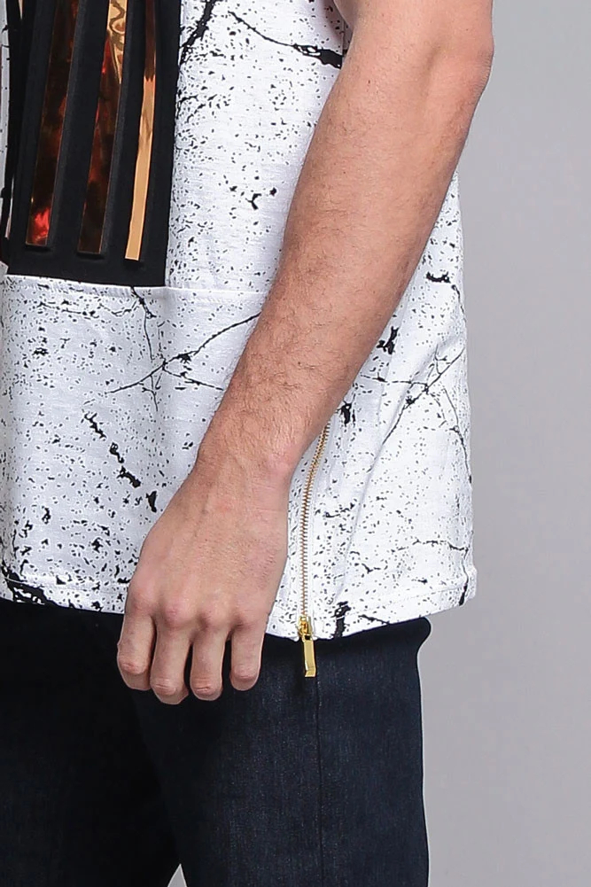 Metallic American Flag Marble Print T-Shirt - Image 18
