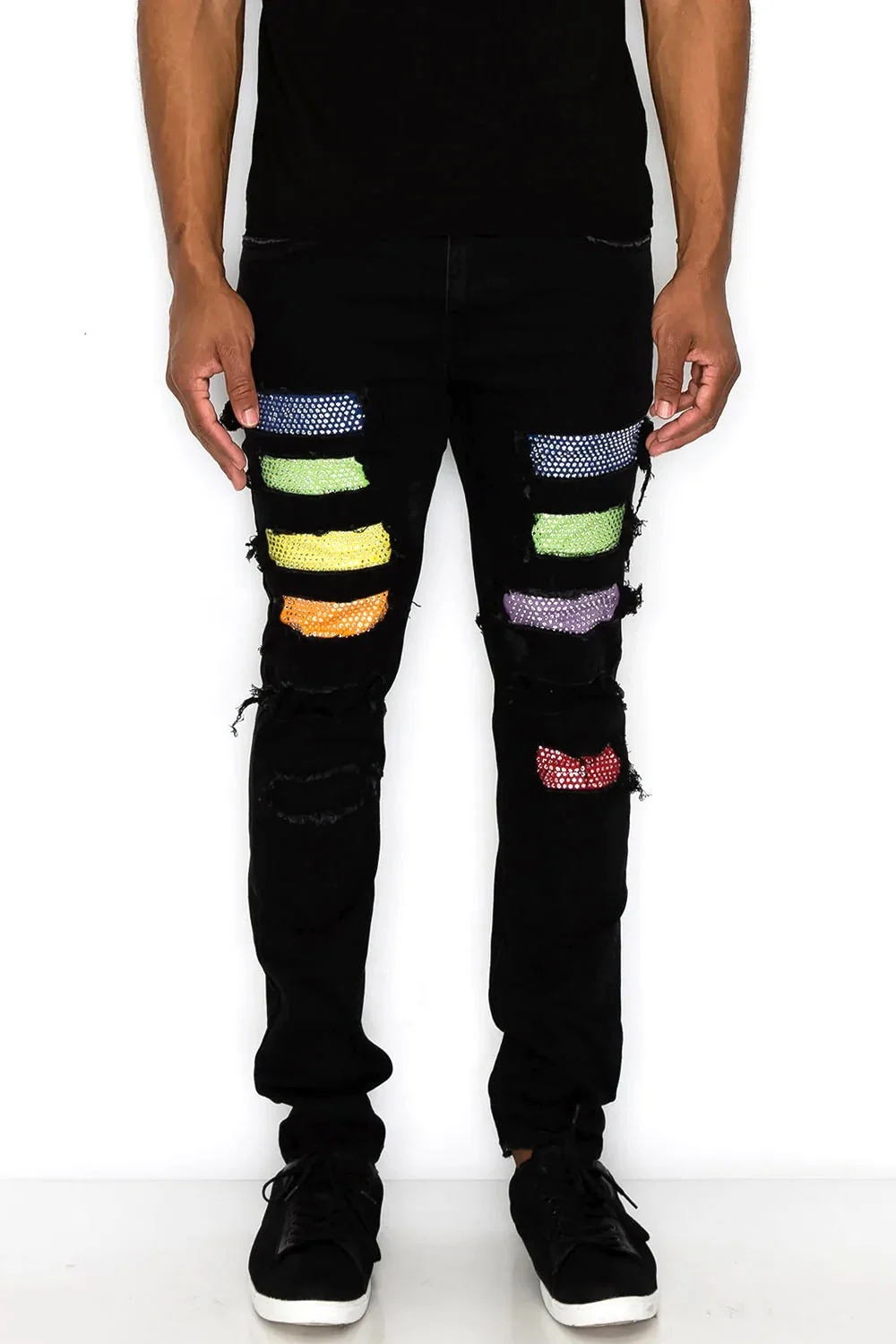 Multi Color Diamond Denim Jeans - Image 5
