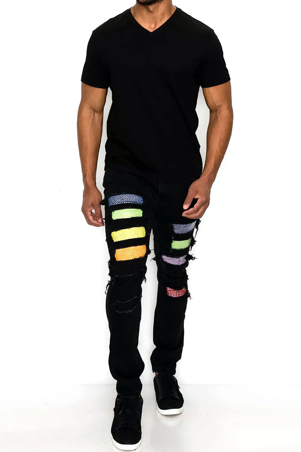 Multi Color Diamond Denim Jeans - Image 8