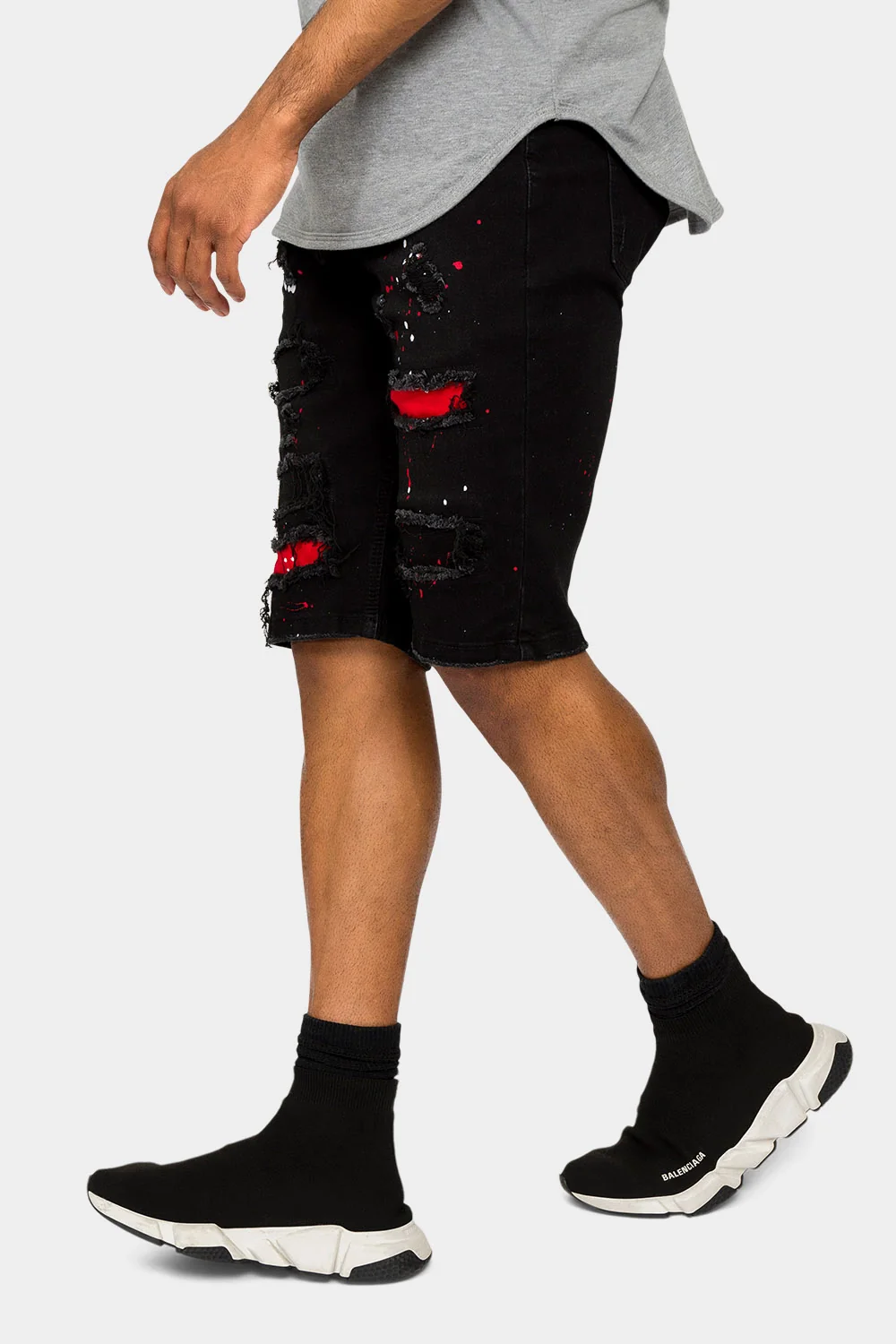 Neon Paint Splatter Denim Shorts - Image 2