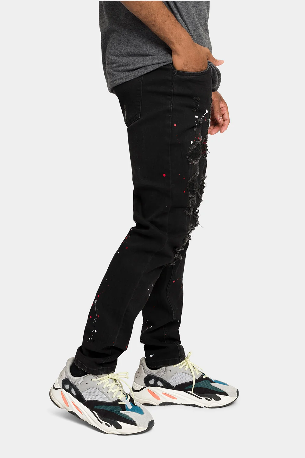 Paint Splattered Skinny Denim Jeans - Image 4