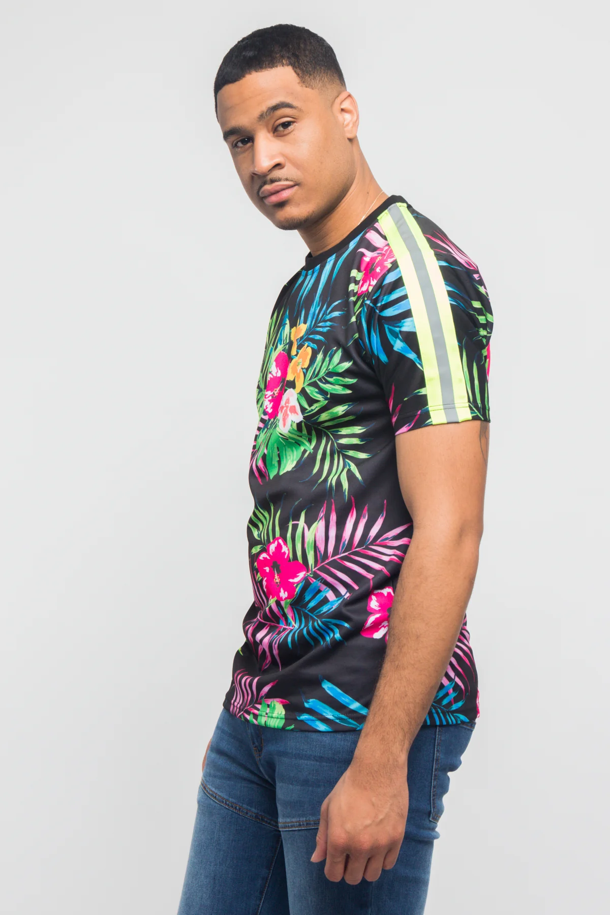 Reflective Neon Floral T-Shirt - Image 3