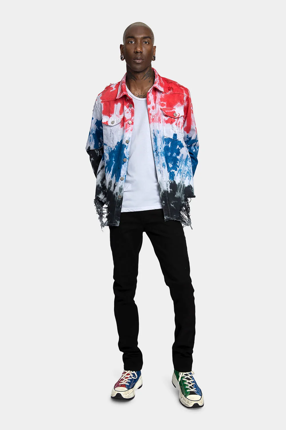Ripped Tie Dye Denim Jacket - Image 5