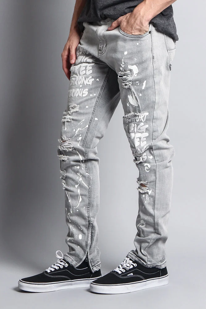 Scribbled Bleach Washed Jeans - Image 8