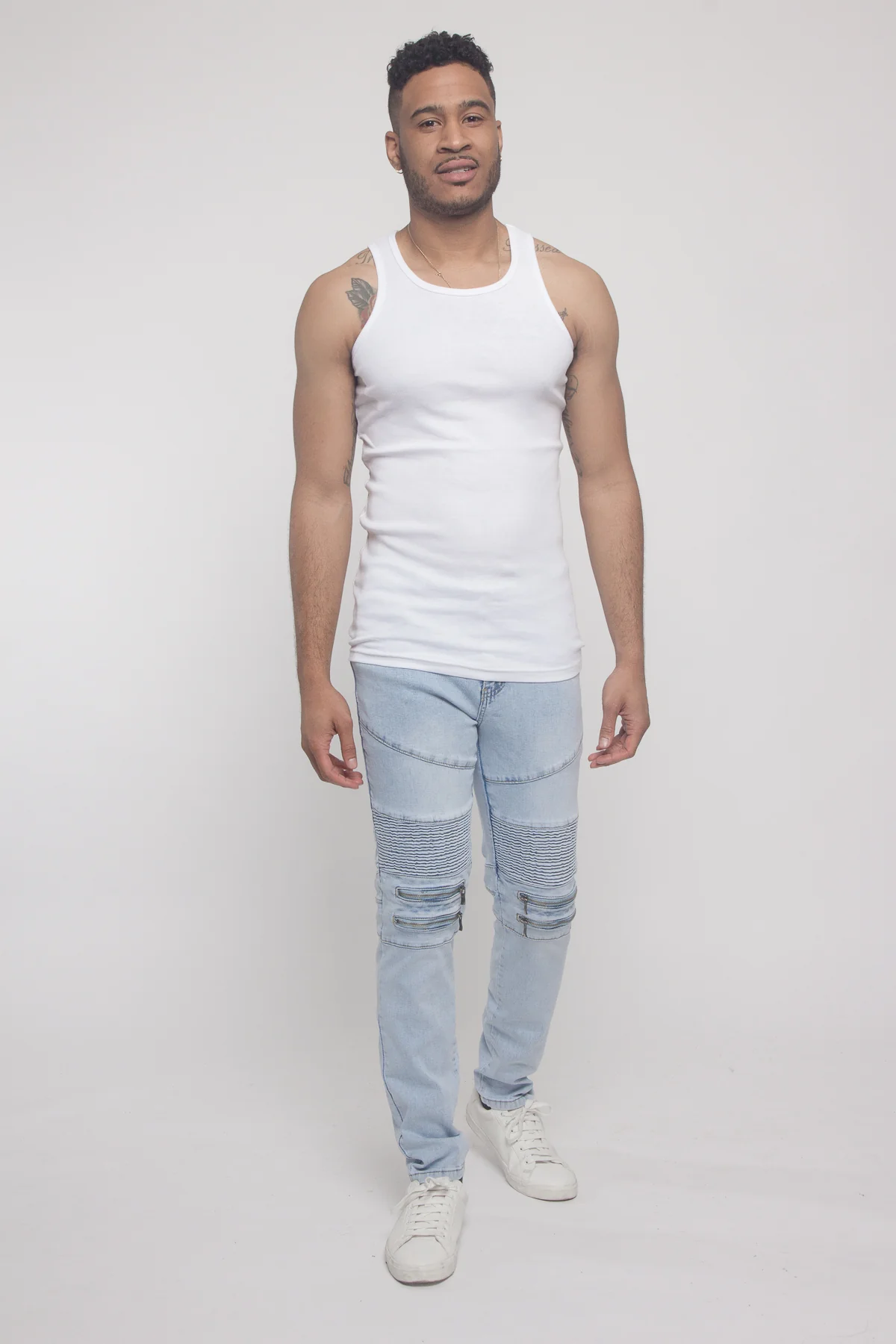 Scrunched Zipper Moto Biker Denim Jeans - Image 11