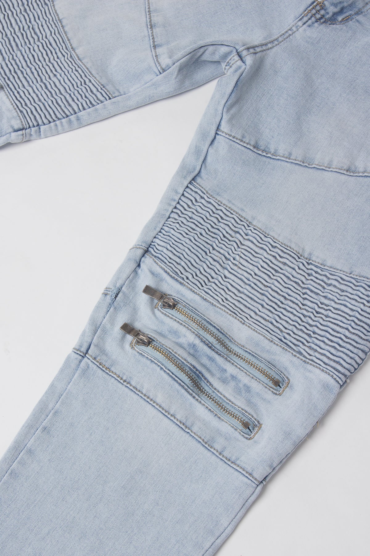 Scrunched Zipper Moto Biker Denim Jeans - Image 12