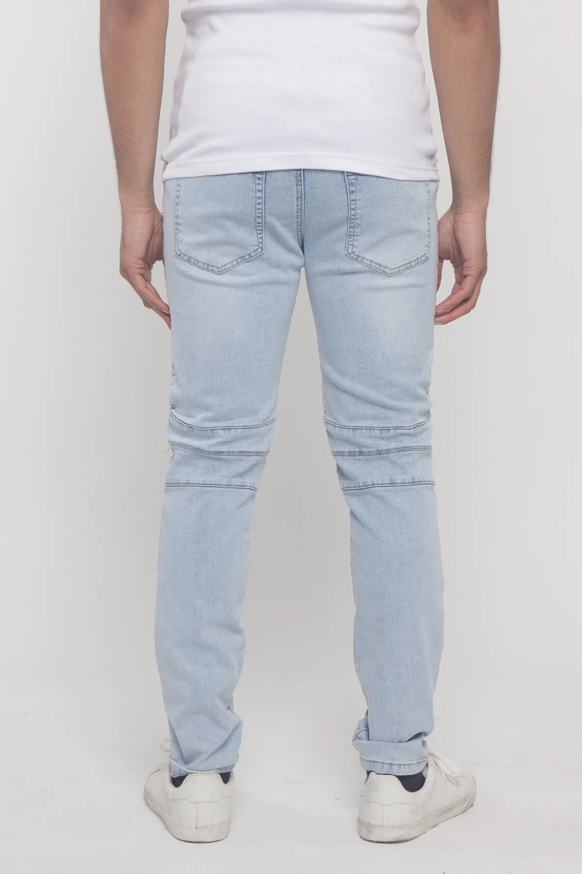 Scrunched Zipper Moto Biker Denim Jeans - Image 9