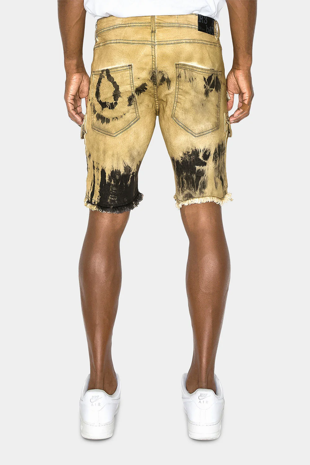 Slim Fit Dyed Cargo Denim Shorts - Image 3