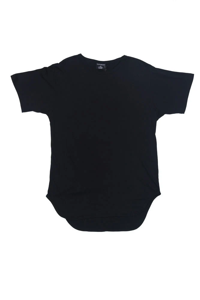 Solid Color Long Length Curved Hem T-Shirt - Image 11