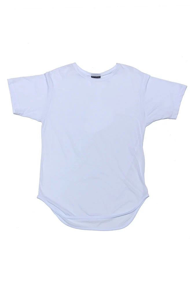 Solid Color Long Length Curved Hem T-Shirt - Image 22