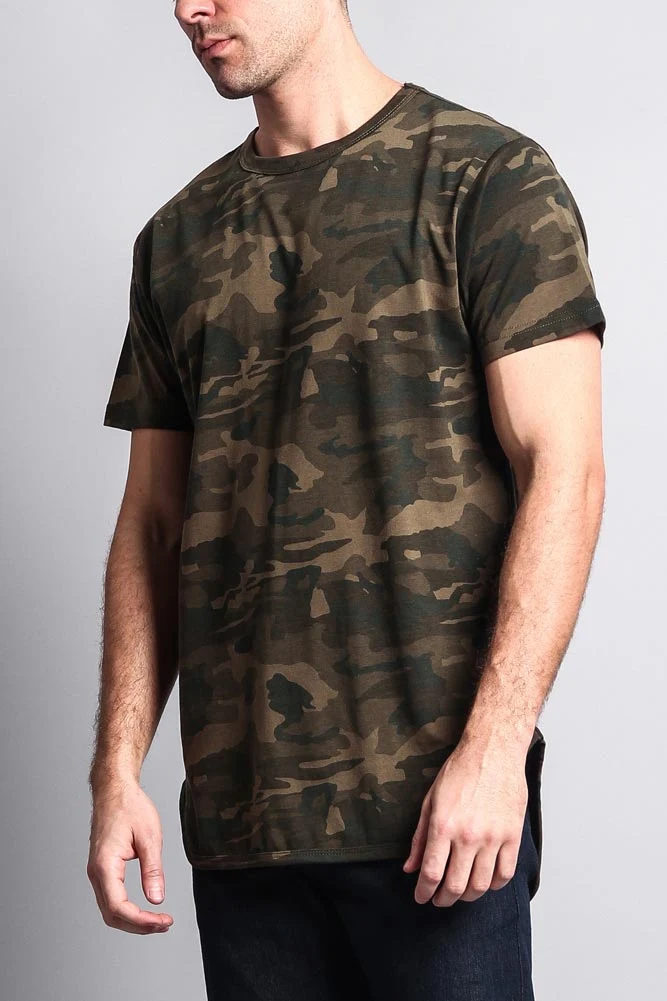 Solid Color Long Length Curved Hem T-Shirt - Image 34