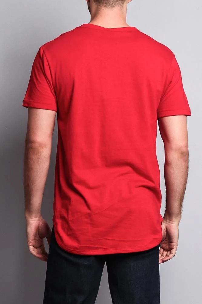 Solid Color Long Length Curved Hem T-Shirt - Image 50