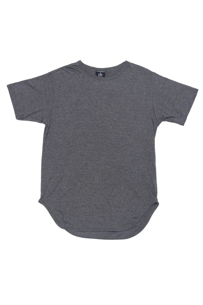 Solid Color Long Length Curved Hem T-Shirt - Image 7