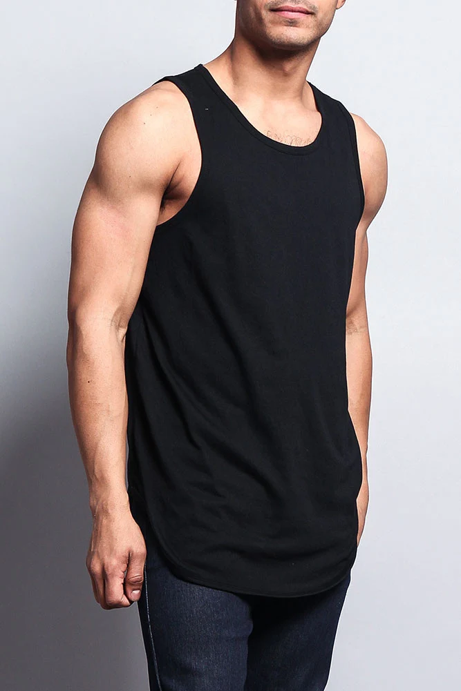 Basic Long Length Curved Hem Tank Top - Image 14