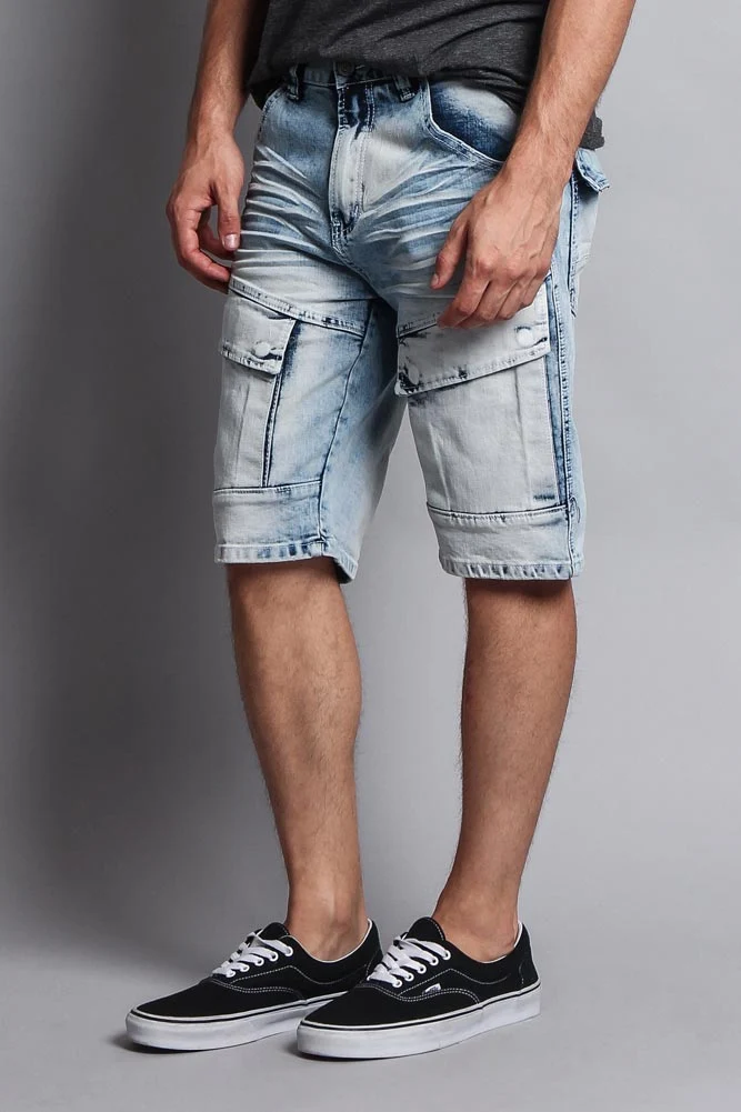 Special Wash Front Cargo Pocket Denim Shorts - Image 12