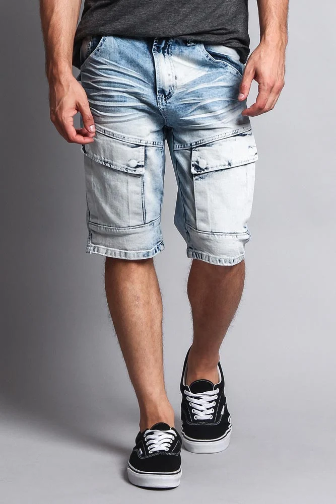 Special Wash Front Cargo Pocket Denim Shorts - Image 15