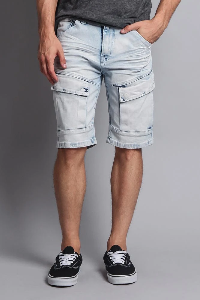 Special Wash Front Cargo Pocket Denim Shorts - Image 3