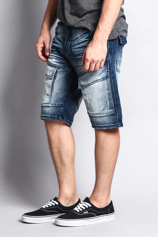 Special Wash Front Cargo Pocket Denim Shorts - Image 8