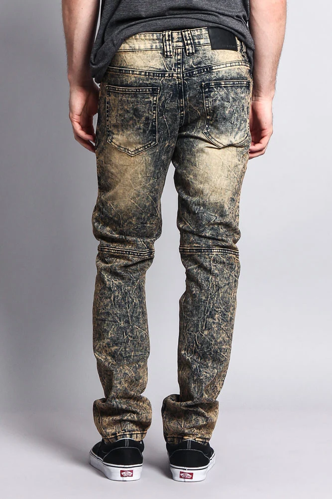 Stain Wash Biker Denim Jeans - Image 14