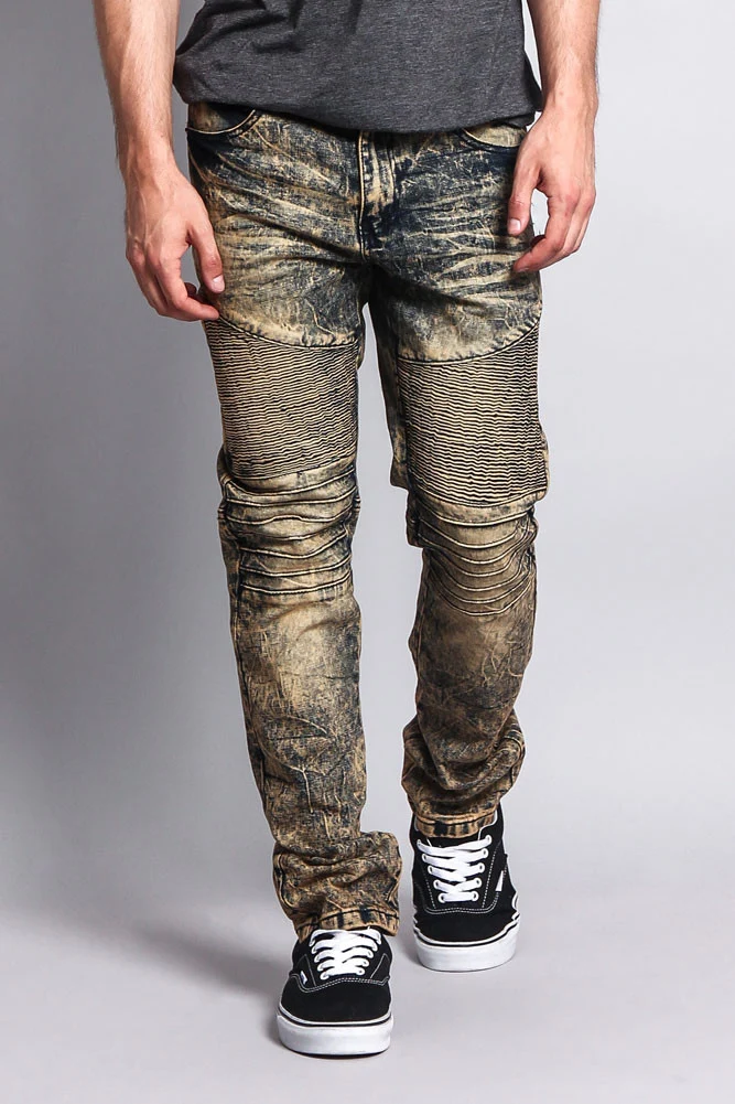 Stain Wash Biker Denim Jeans - Image 16