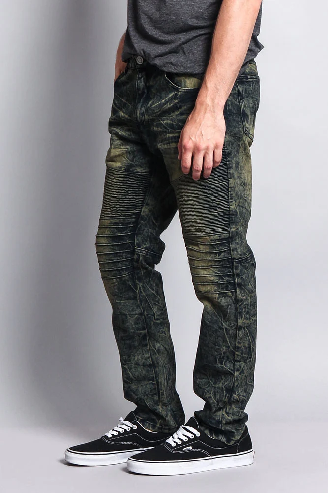 Stain Wash Biker Denim Jeans - Image 18