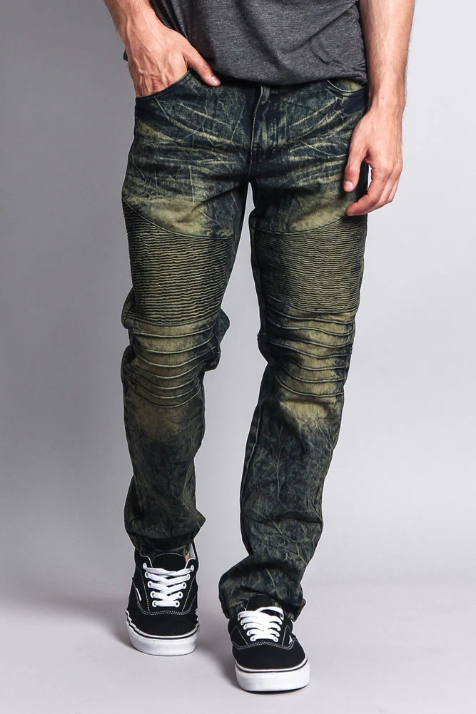Stain Wash Biker Denim Jeans - Image 21