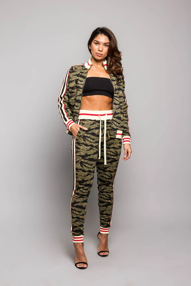 Tiger Print Track Suit Set