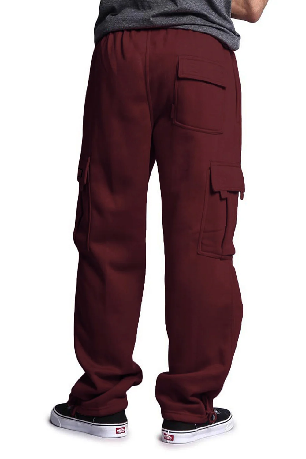 Victorious Men's Solid Fleece Heavyweight Cargo Sweat Pants - Image 3