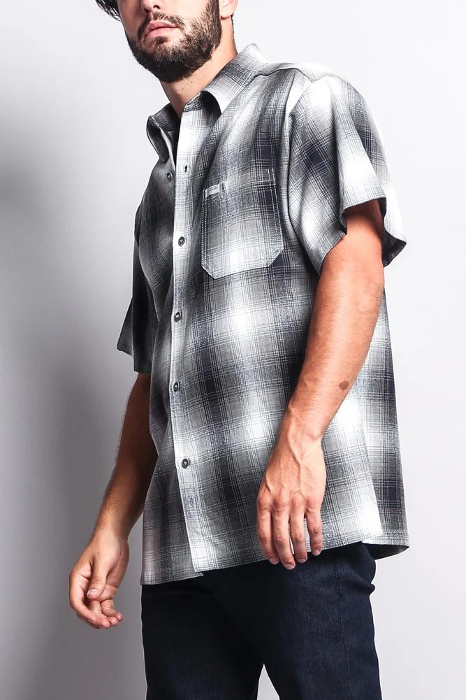 Western Casual Plaid Short Sleeve Button Up Shirt - Image 23