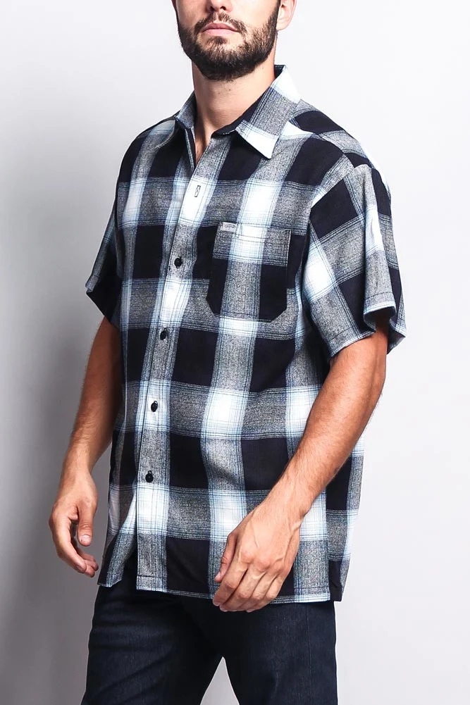Western Casual Plaid Short Sleeve Button Up Shirt - Image 3