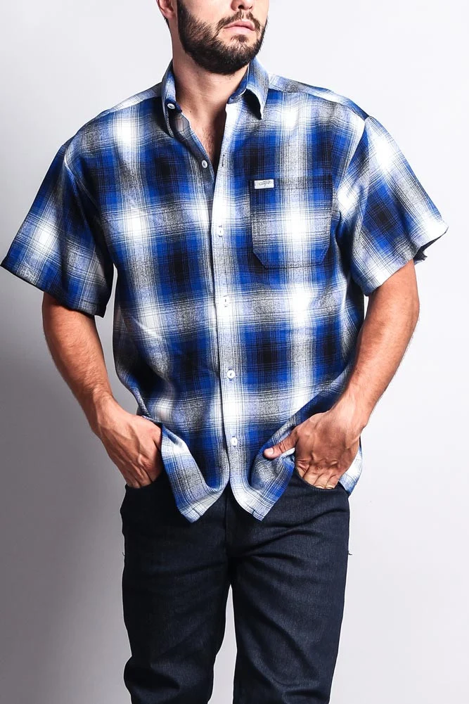 Western Casual Plaid Short Sleeve Button Up Shirt - Image 37