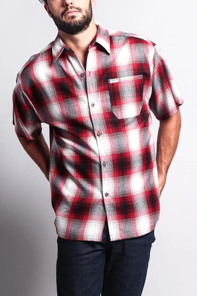 Western Casual Plaid Short Sleeve Button Up Shirt - Image 45