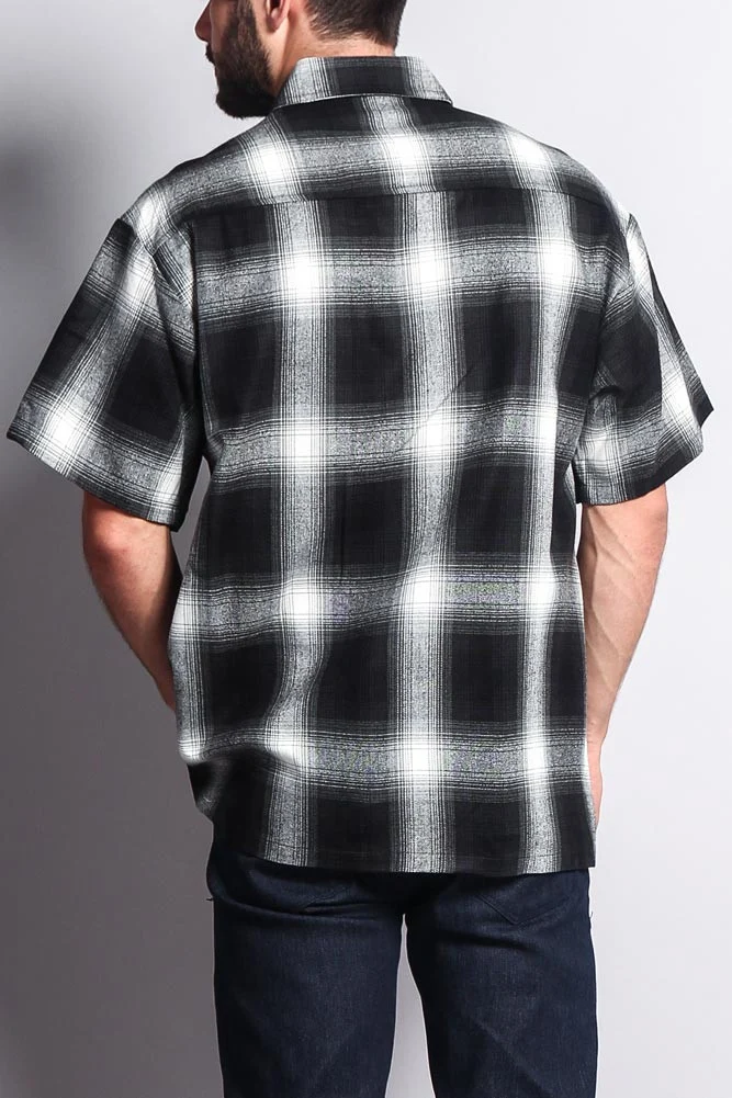 Western Casual Plaid Short Sleeve Button Up Shirt - Image 48