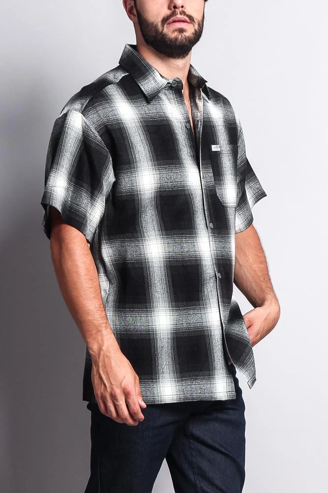 Western Casual Plaid Short Sleeve Button Up Shirt - Image 49