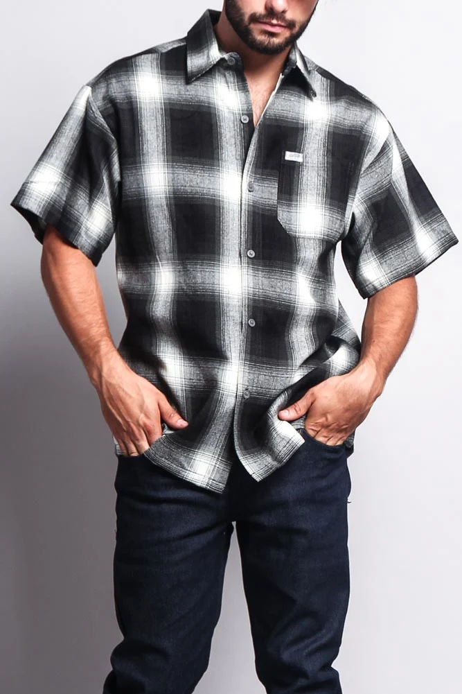 Western Casual Plaid Short Sleeve Button Up Shirt - Image 50