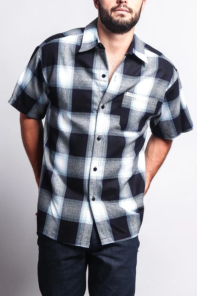 Western Casual Plaid Short Sleeve Button Up Shirt - Image 6