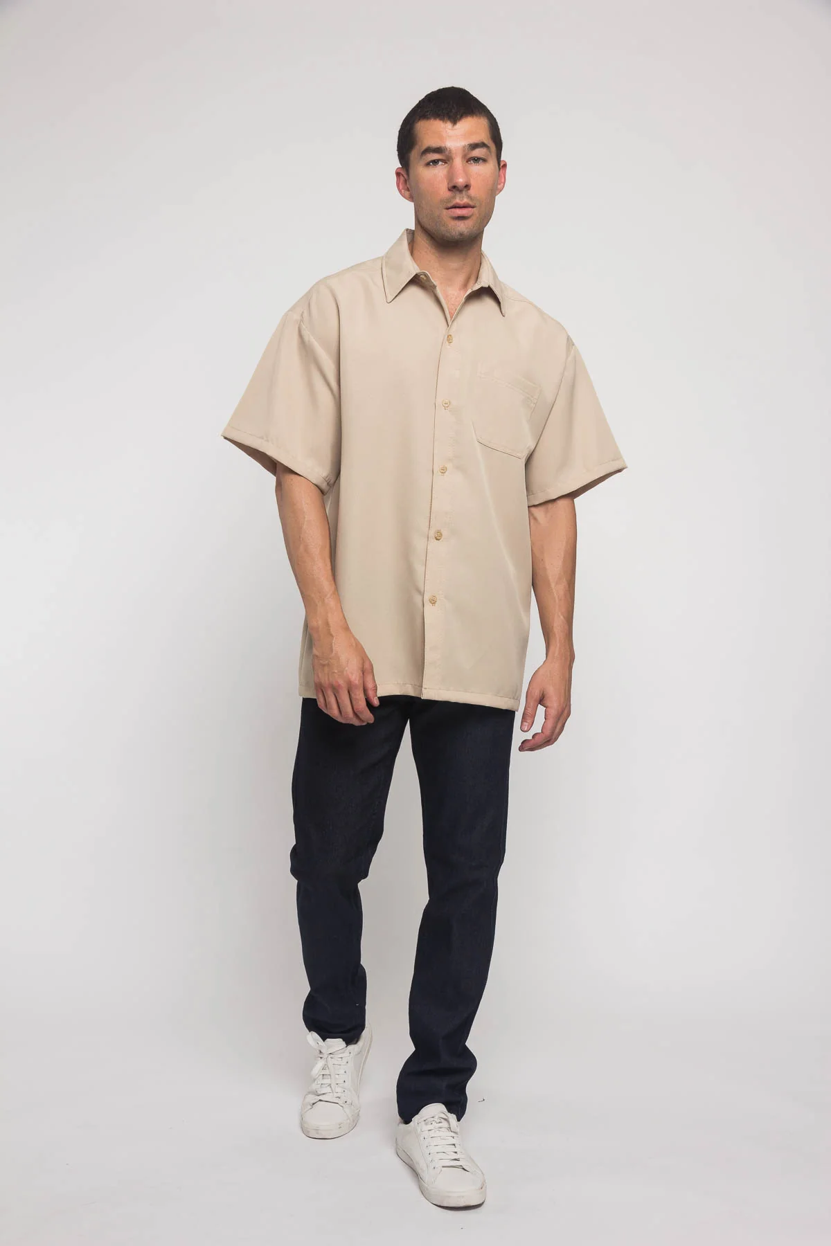 Western Casual Solid Short Sleeve Button Up Shirt - Image 42