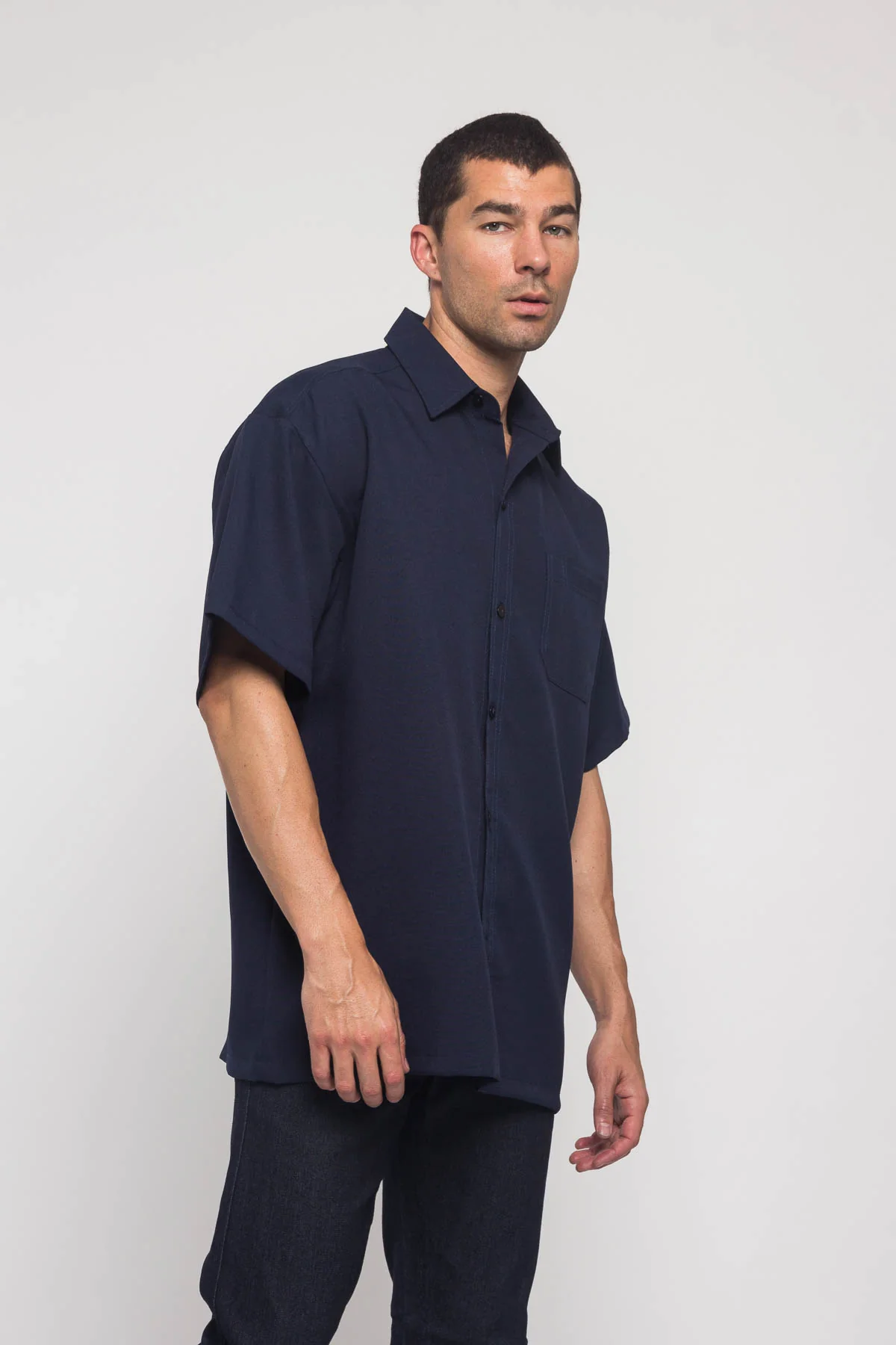 Western Casual Solid Short Sleeve Button Up Shirt - Image 46