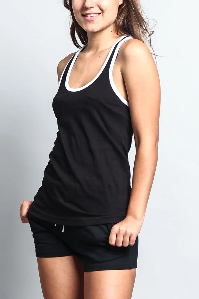 Women's Basic Contrast Piping Light Weight Tank Top (2-Pack) - Image 8