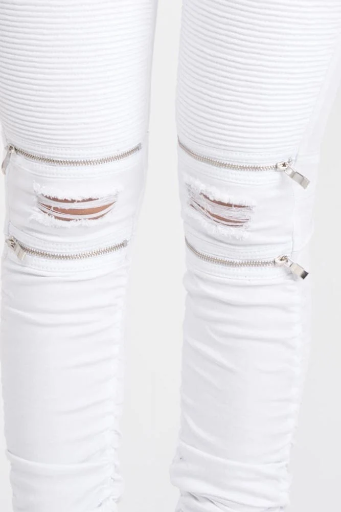 Women's Biker Style Ripped Zip Rider Jogger Pants - Image 32