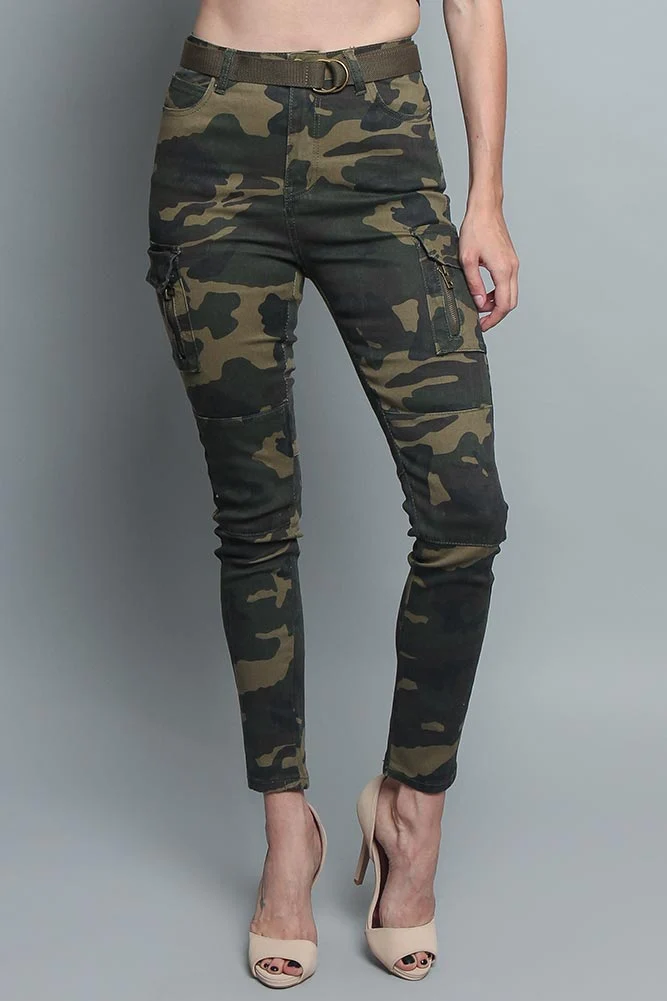 Women's Cargo Color Camo Skinny Pants - Image 15
