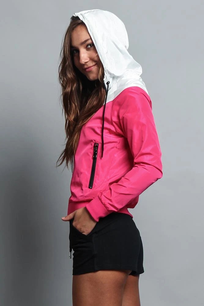 Women's Color Block Hooded Windbreaker Jacket - Image 21