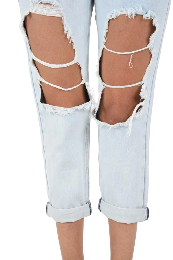 Women's Destroyed Boyfriend Jeans - Image 5