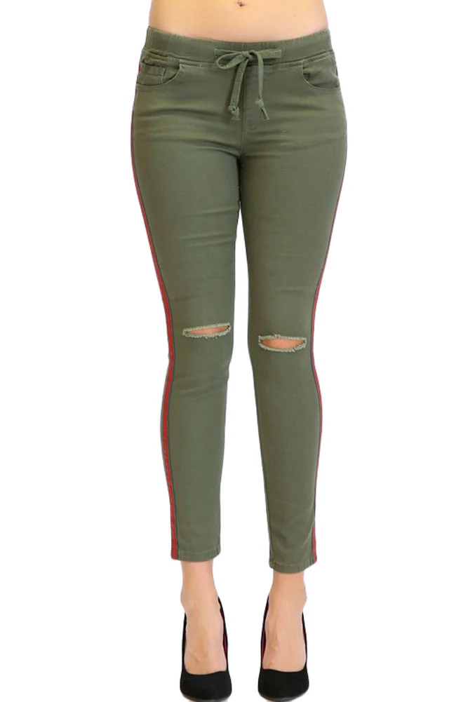 Women's Destroyed Side Striped Band Jacket and Jogger Set - Image 14