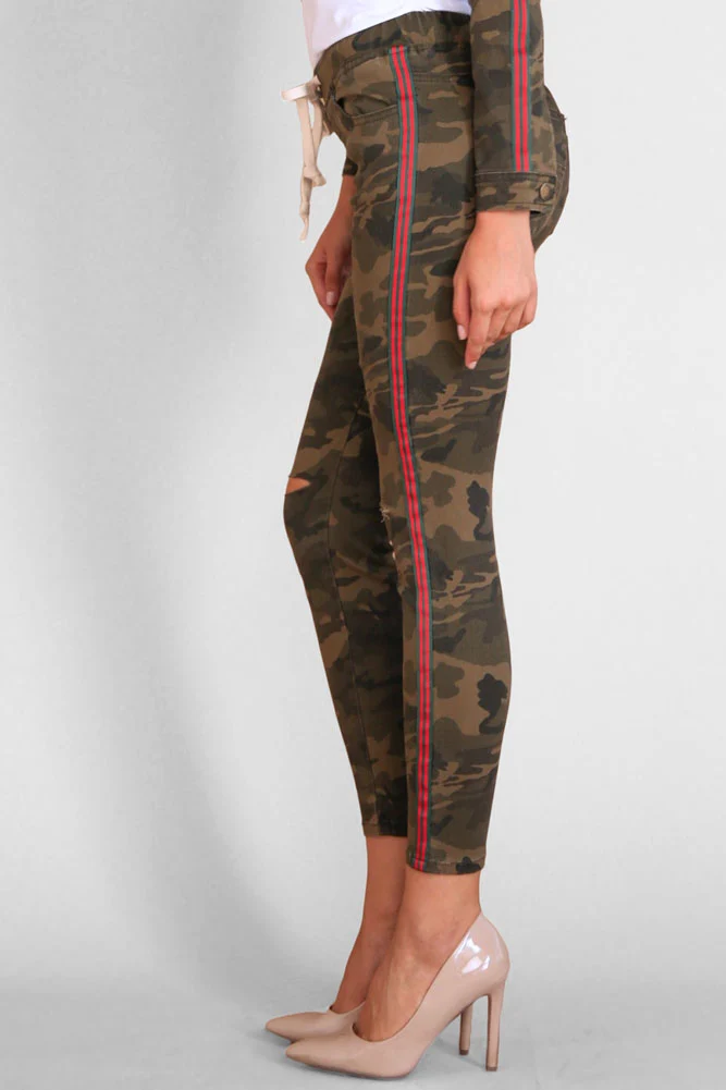 Women's Destroyed Side Striped Band Jacket and Jogger Set - Image 6