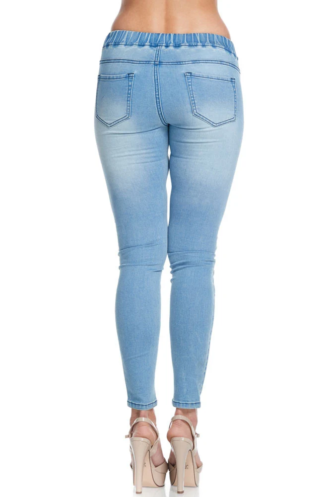 Women's Diagonal Zipper Denim Jogger - Image 13