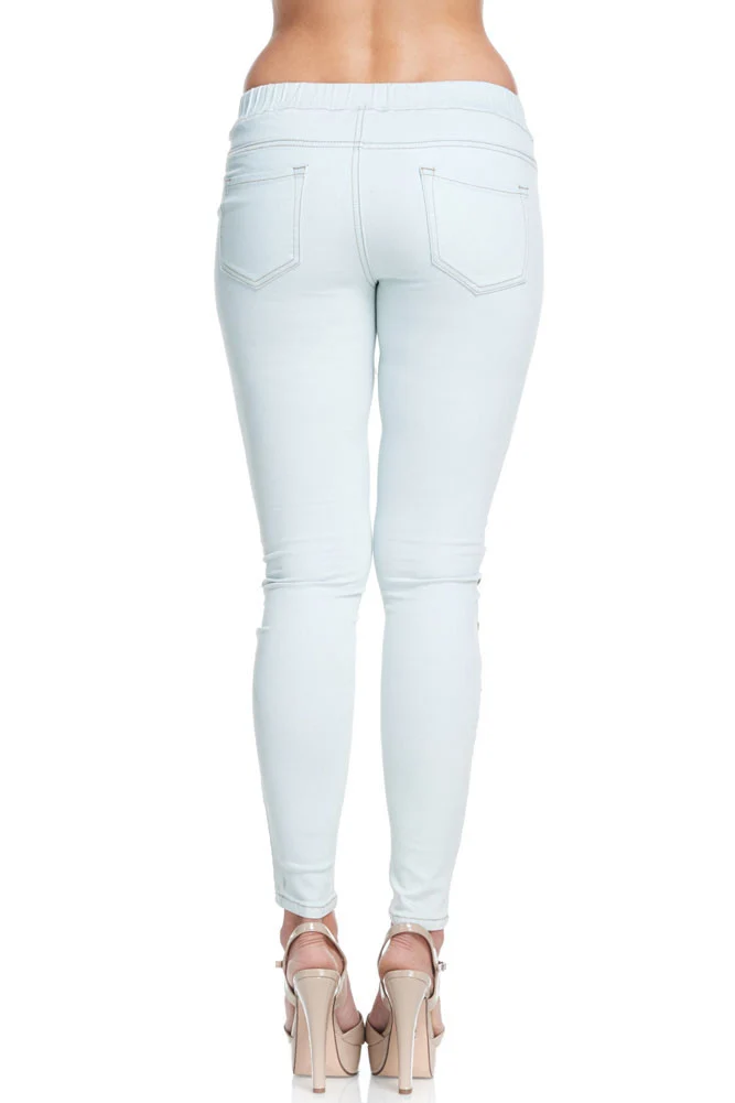 Women's Diagonal Zipper Denim Jogger - Image 8